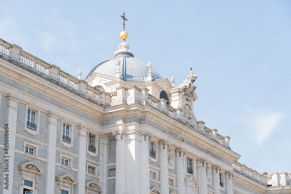 View of the dome of the royal palace in the city of Madrid