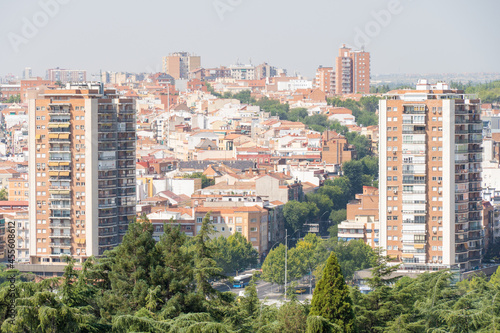 View of two tall buildings in the city of Madrid