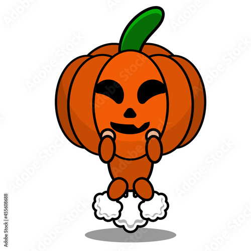cute halloween mascot pumpkin cartoon character fart vector illustration