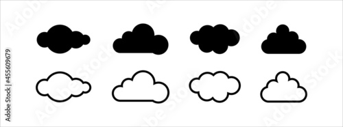 Cloud icon set. Clouds vector icons set. Weather forecast sign illustration template