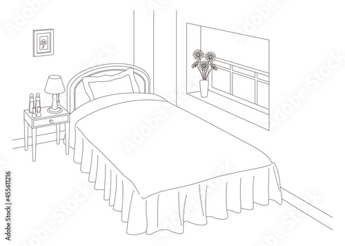 寝室の線画ベクターイラスト