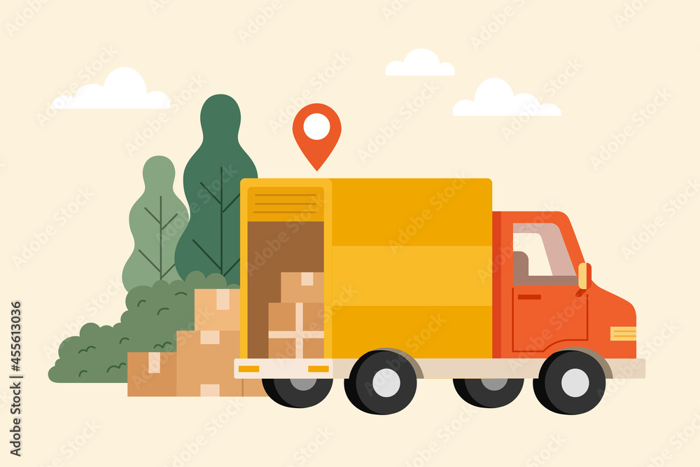 Delivery truck with package loading