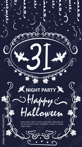 Vintage label invitation for the Halloween holiday date made of numbers in a frame