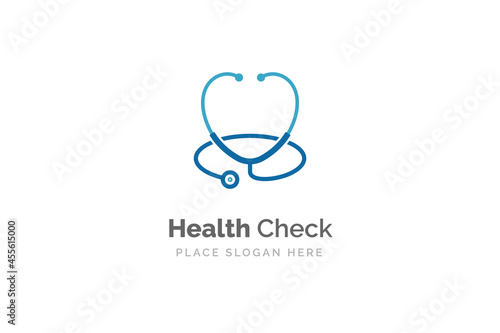 Stethoscope icon with heart shape. Health and medicine symbol.