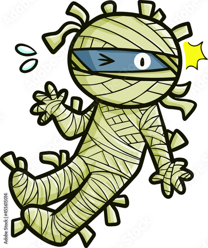 Funny mummy startled in cartoon style