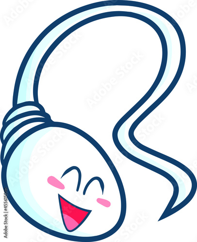 Funny laughing sperm character in cartoon style