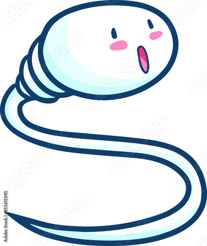 Funny suprised sperm character in cartoon style