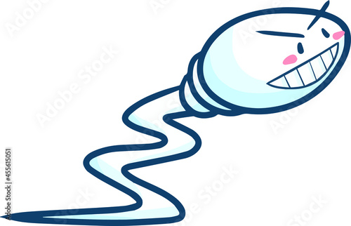 Funny grin sperm character in cartoon style