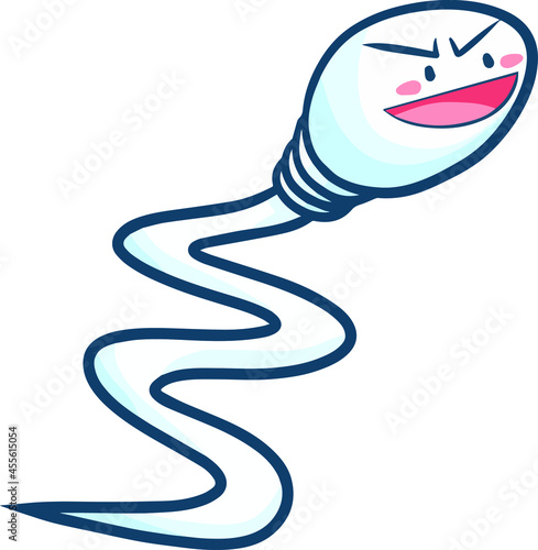 Funny enthusiastic sperm character in cartoon style