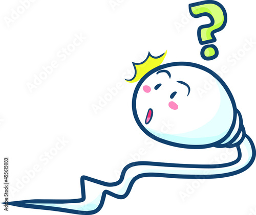 Funny confused sperm character in cartoon style
