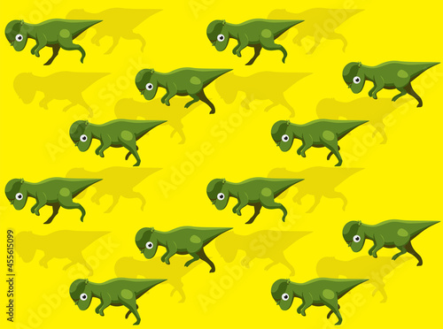 Dinosaur Animation Pachycephalosaurus Cartoon Character Seamless Wallpaper