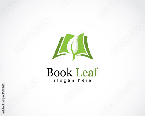 book leaf logo creative nature design concept education