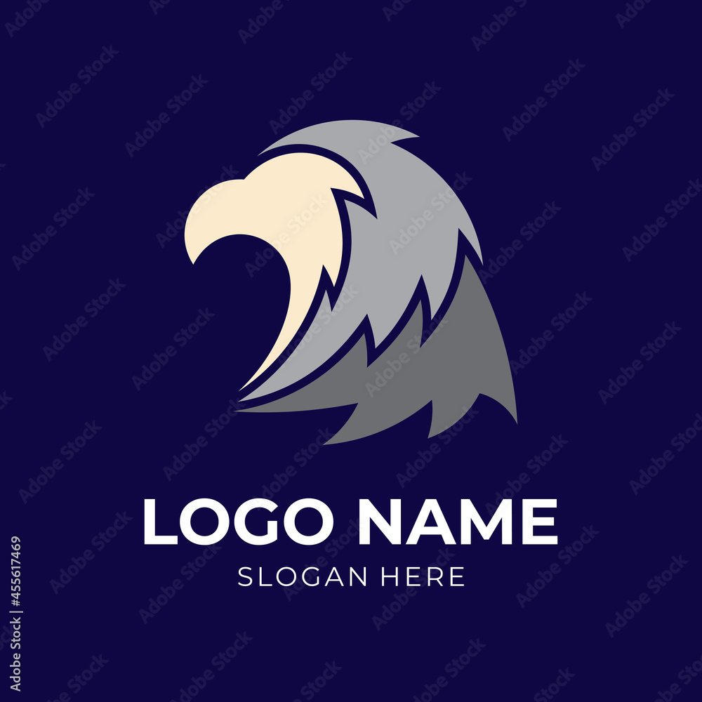 Obraz premium eagle logo template with flat silver color style