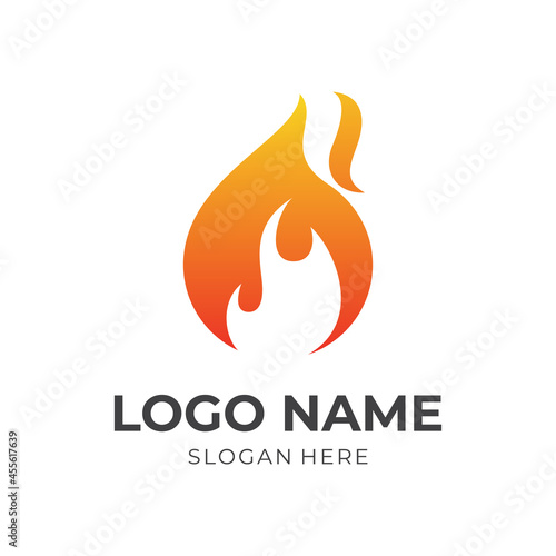 fire logo concept with flat yellow and orange color style