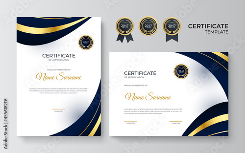 Elegant black and gold diploma certificate template