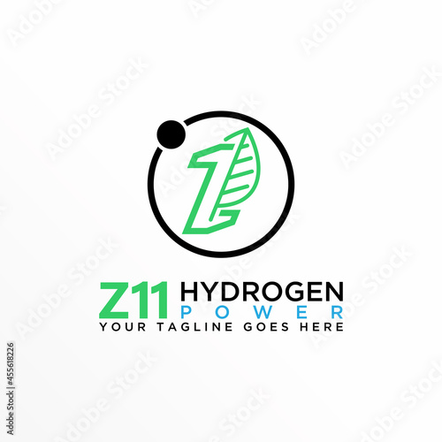 Letter or word Z or number 1 font with power and Leaf image graphic icon logo design abstract concept vector stock. Can be used as a symbol related to hydrogen chemistry.