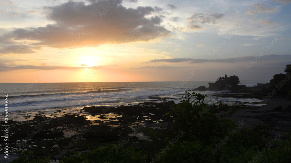 Beautiful view of Sunset and Tanah Lot Temple