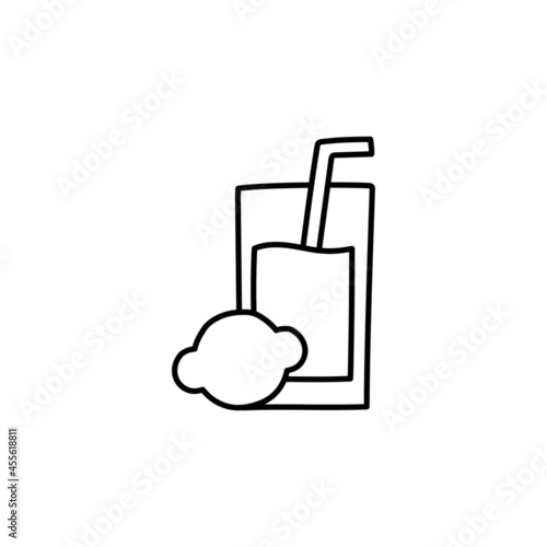 Juice drink icon in flat black line style, isolated on white background 