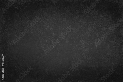 Black background with grunge texture, painted chalkboard black background with vintage textured grungy border, distressed old antique black and white paper