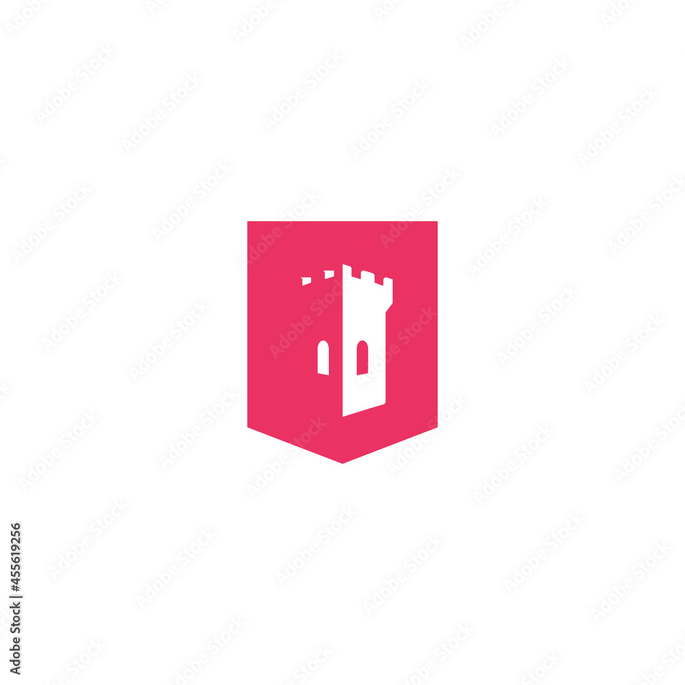 Red Castle tower icon isolated on white background. Red Castle tower icon isolated on white background.