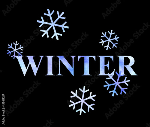 Winter lettering with snowflakes. Perfect for banners, postcards, invitations, wallpapers