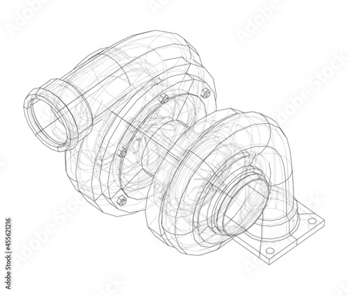 Automobile turbocharger concept outline. Vector