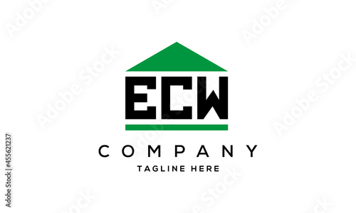ECW three letter house for real estate logo design