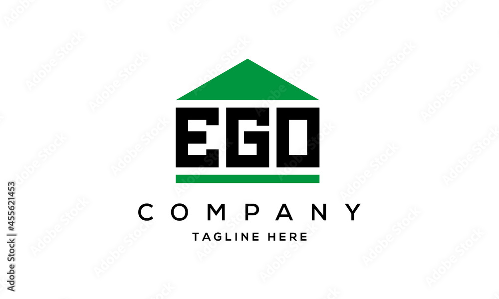 EGO three letter house for real estate logo design EGO three letter house for real estate logo design