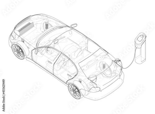 Electric car charging station. Electromobile