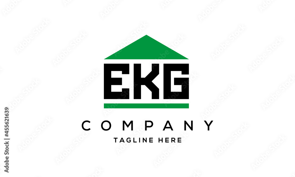 EKG three letter house for real estate logo design EKG three letter house for real estate logo design