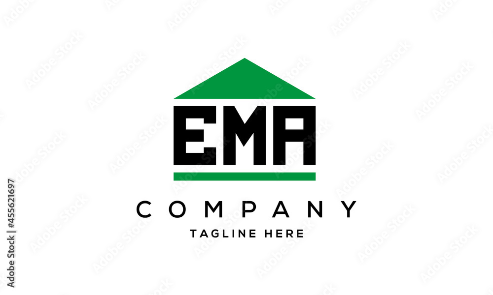 EMA three letter house for real estate logo design EMA three letter house for real estate logo design
