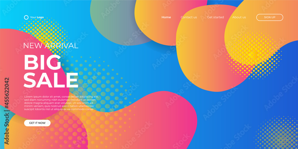 Abstract blue yellow purple orange green background for landing page vector template. Abstract modern background with liquid fluid color shapes. Minimalistic template for websites, apps Abstract blue yellow purple orange green background for landing page vector template. Abstract modern background with liquid fluid color shapes. Minimalistic template for websites, apps