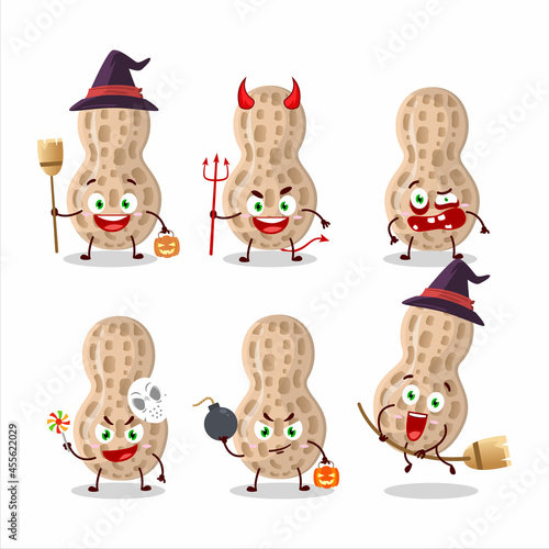 Halloween expression emoticons with cartoon character of peanut