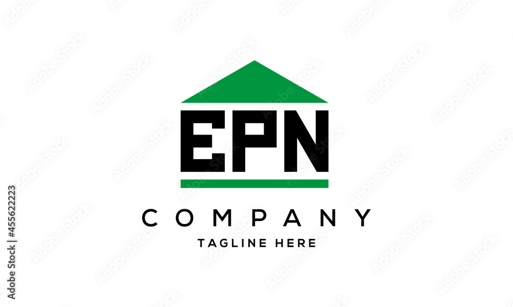 EPN three letter house for real estate logo design EPN three letter house for real estate logo design