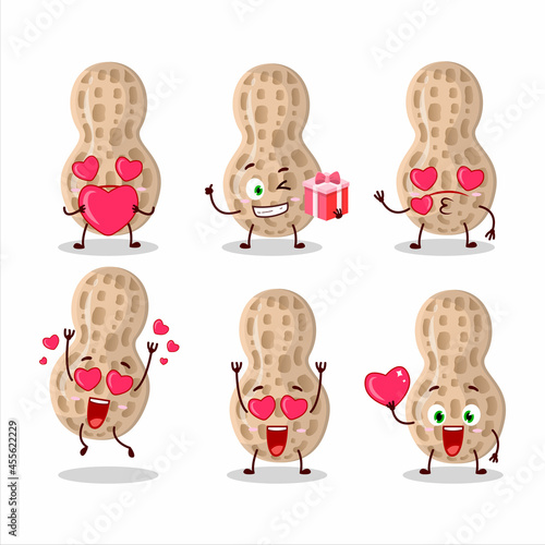 Peanut cartoon in character with love cute emoticon