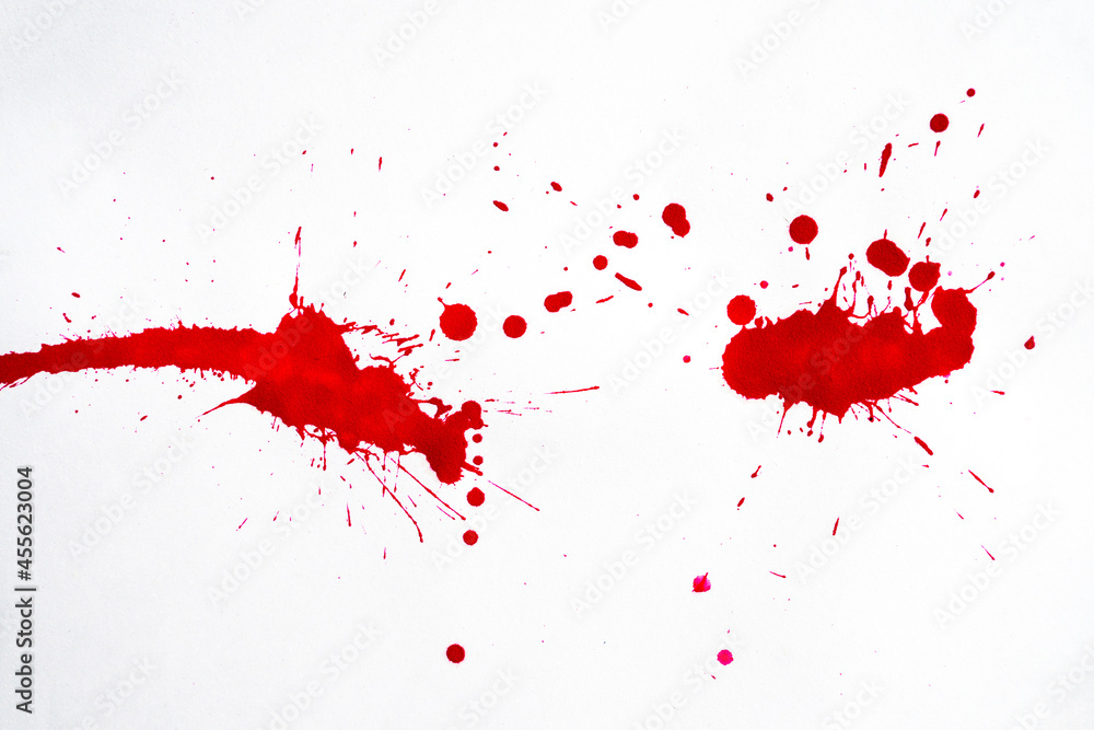 Blood splatters. Red blots of watercolor Realistic bloody splatters for Halloween Drop of blood concept.