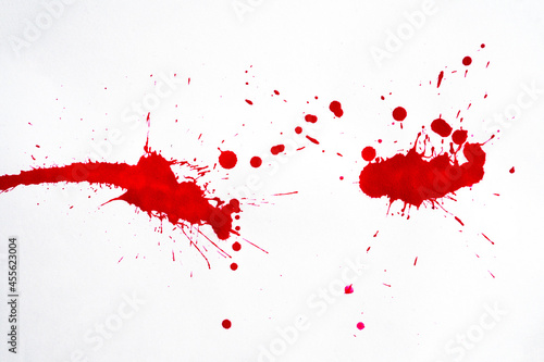 Blood splatters. Red blots of watercolor Realistic bloody splatters for Halloween Drop of blood concept.