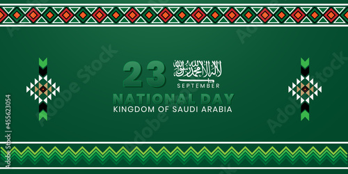 Kingdom of Saudi Arabia National Day. September 23. translation Arabic: Kingdom of Saudi Arabia, vector illustration. photo
