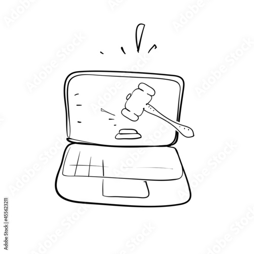 hand drawn doodle online auction illustration icon isolated background
