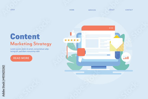 Content marketing, inbound message to customer with modern concept of content marketing and digital advertising, business internet technology with blogs, email, social media web banner.