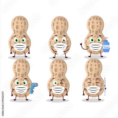 A picture of peanut cartoon design style keep staying healthy during a pandemic