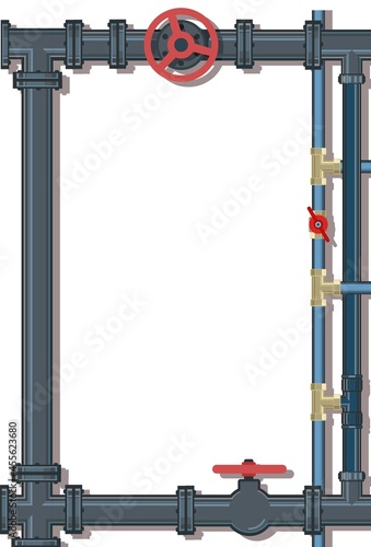 Water fittings. Pipeline for various purposes. Frame with a place for the text about the service. Illustration isolated on background vector