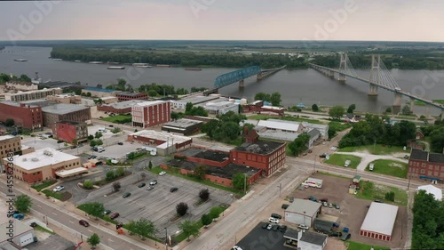 Aerial View Waterfront and City Center of Quincy Illinois photo