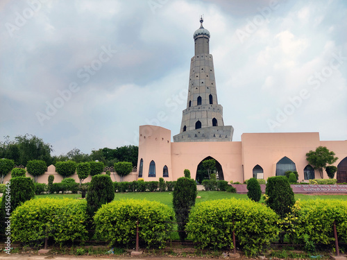 29 August, 2021.The Fateh Burj (victory tower)constructed in the memory of Baba Banda Singh Bahadur at village Chappar Chiri village, Mohali, Punjab, India.   This 328 ft tower is the tallest in India photo