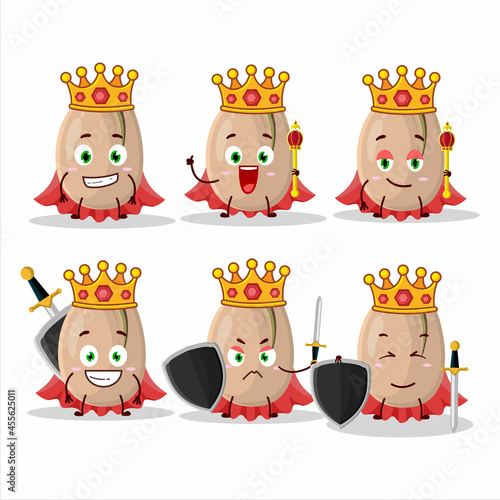 A Charismatic King pistachios cartoon character wearing a gold crown