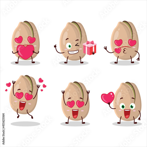 Pistachios cartoon character with love cute emoticon