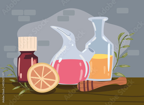 spa flasks and oranges