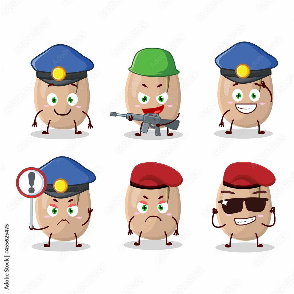 A dedicated Police officer of pistachios mascot design style