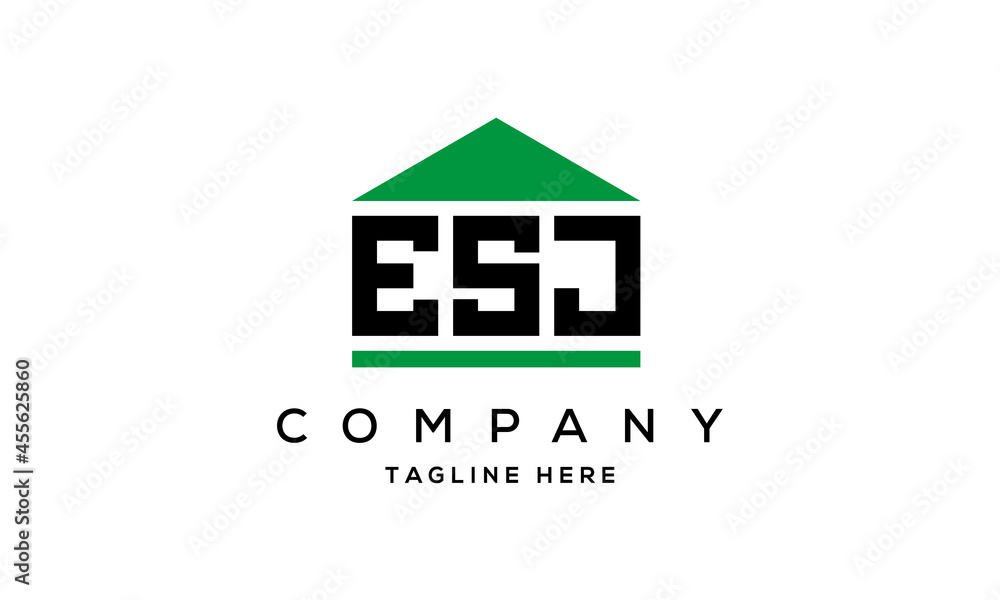 ESJ three letter house for real estate logo design ESJ three letter house for real estate logo design