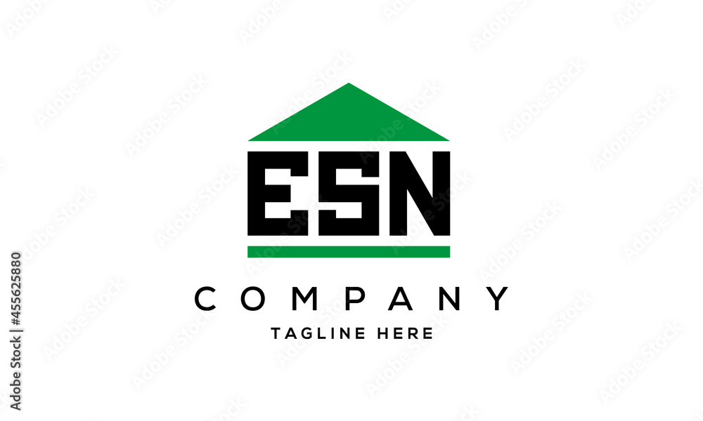 ESN three letter house for real estate logo design ESN three letter house for real estate logo design